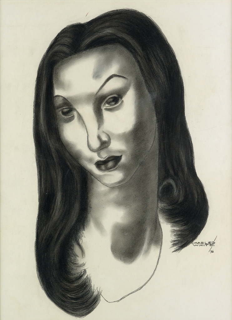 CHARLES WHITE (1918 - 1979) Pensive Lass (Head of a Woman).